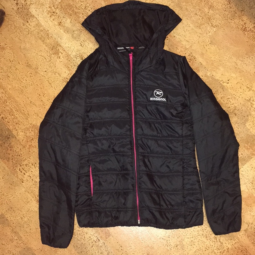 Rossignol zip up black and pink winter jacket